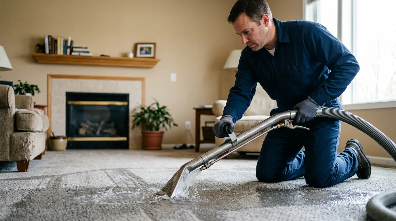 Water damage restoration technician working near Bluffton, OH